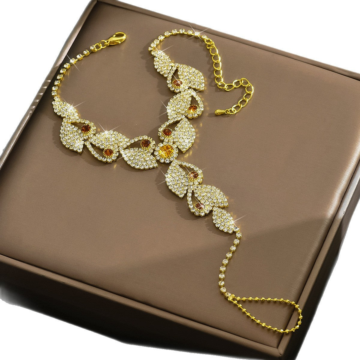 European And American New Style Sweet Full Diamond Flower Leaf Anklet 2026 New Fashion Light Luxury High-End Interlocking Foot Jewelry For Women