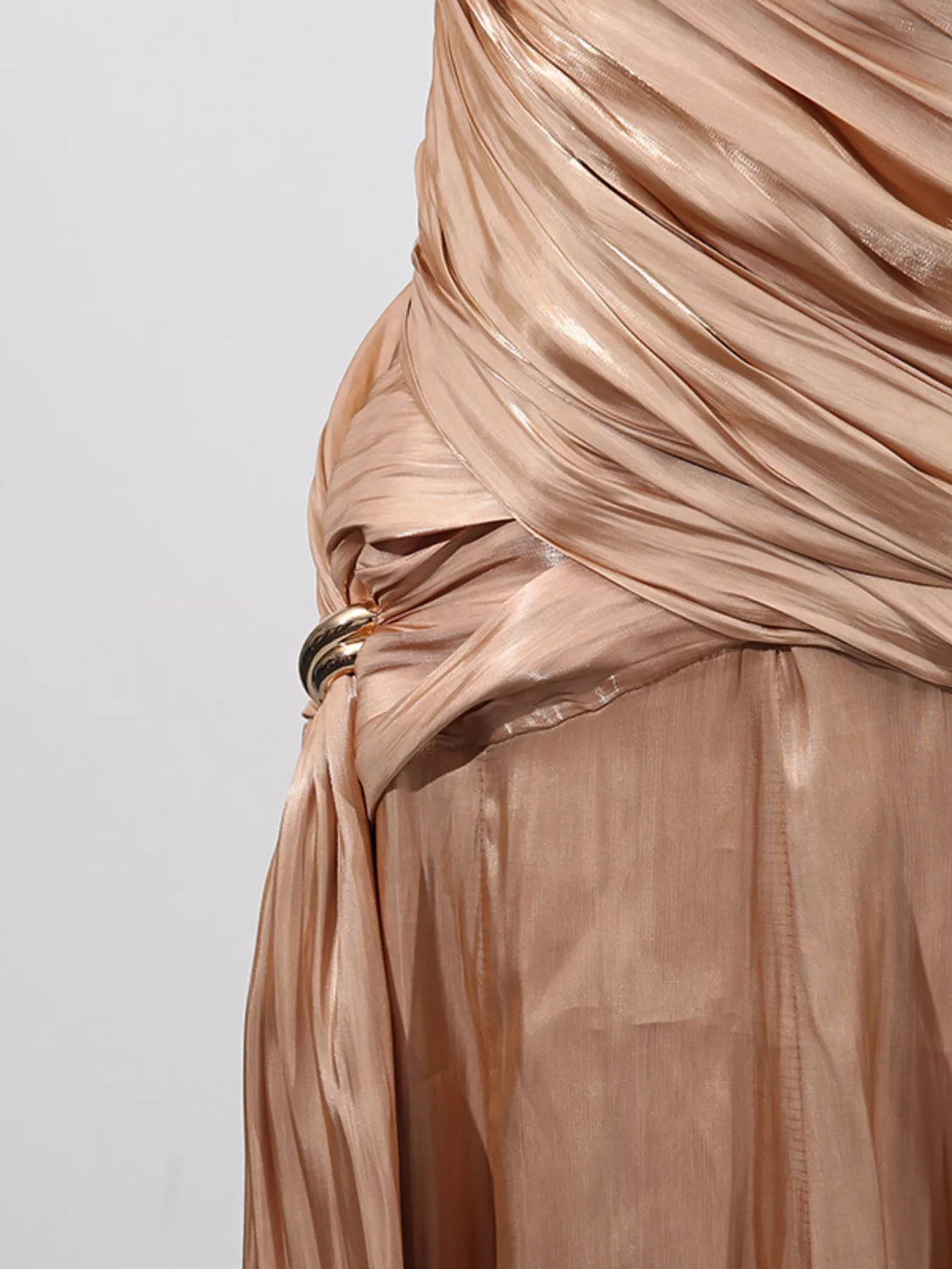 Halter Neck Ruched Maxi Dress – Champagne