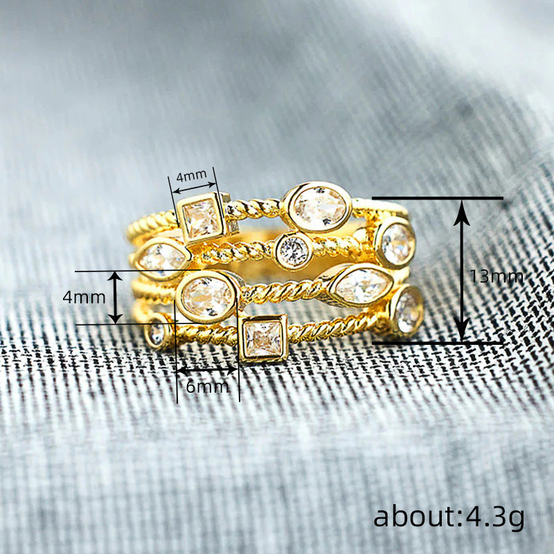 Niche Instagram-style Geometric Delicate Multi-layer Ring