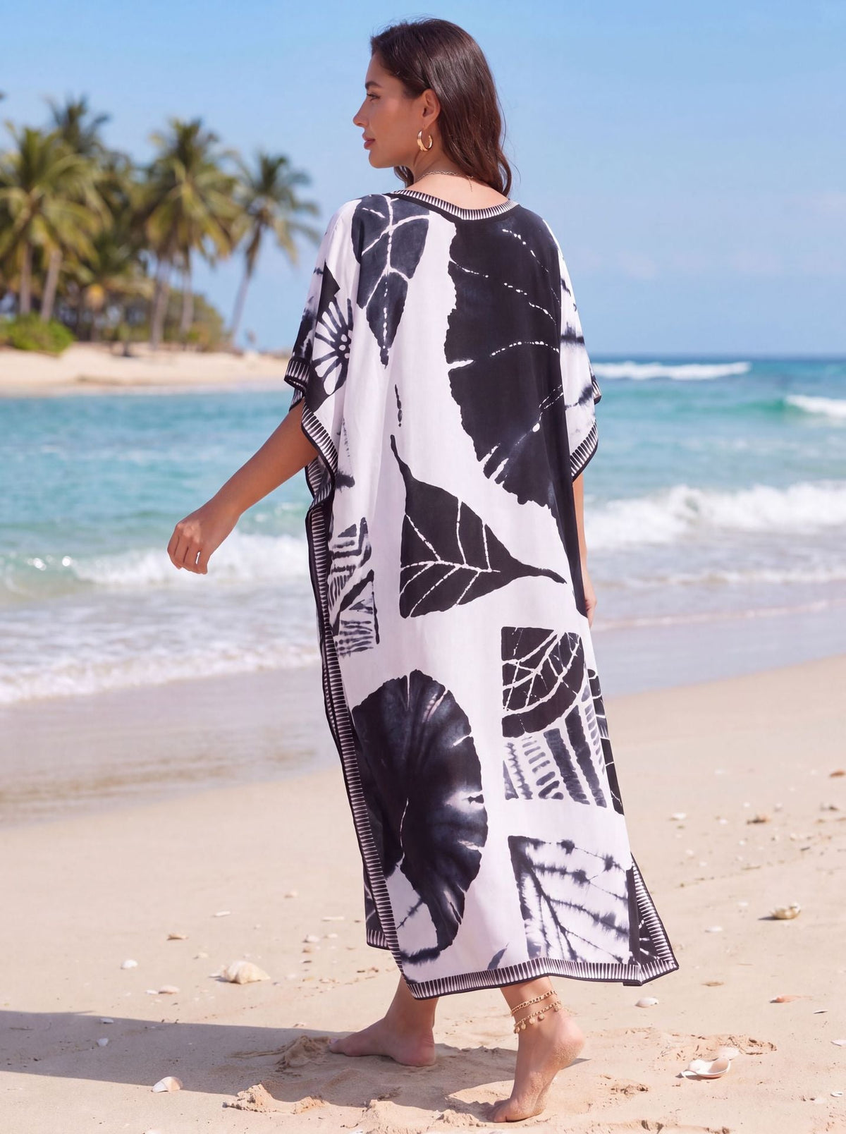 Long Bathing Suit Cover Ups For Women Beach Kaftan Dress Resort Wear