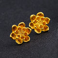 Electroplated Flower Stud Earrings Multi-layered Hoop Rings