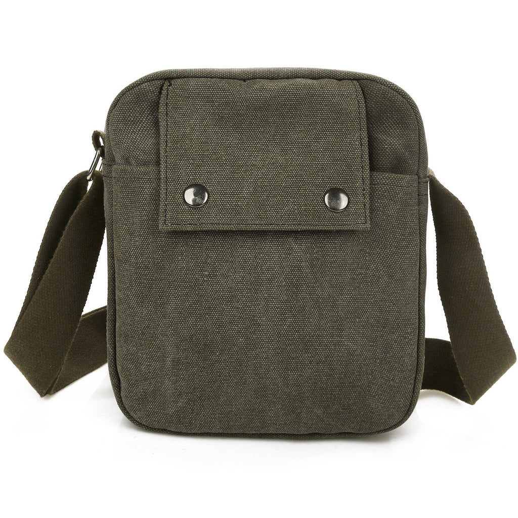 Crossbody Canvas Bag for Phone and Tablet Zipper Pockets