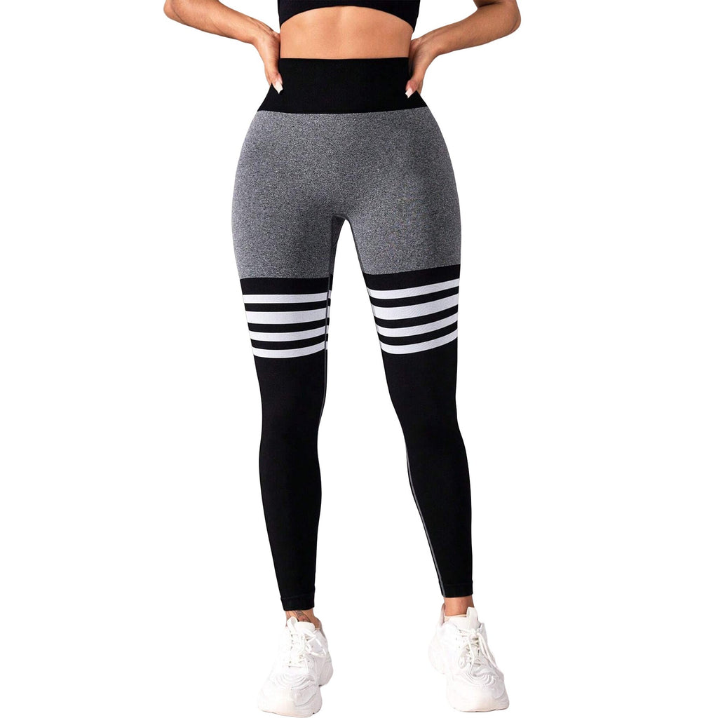Striped Outdoor Sports Tights High Waist Hip Lift Running Exercise Workout Pants