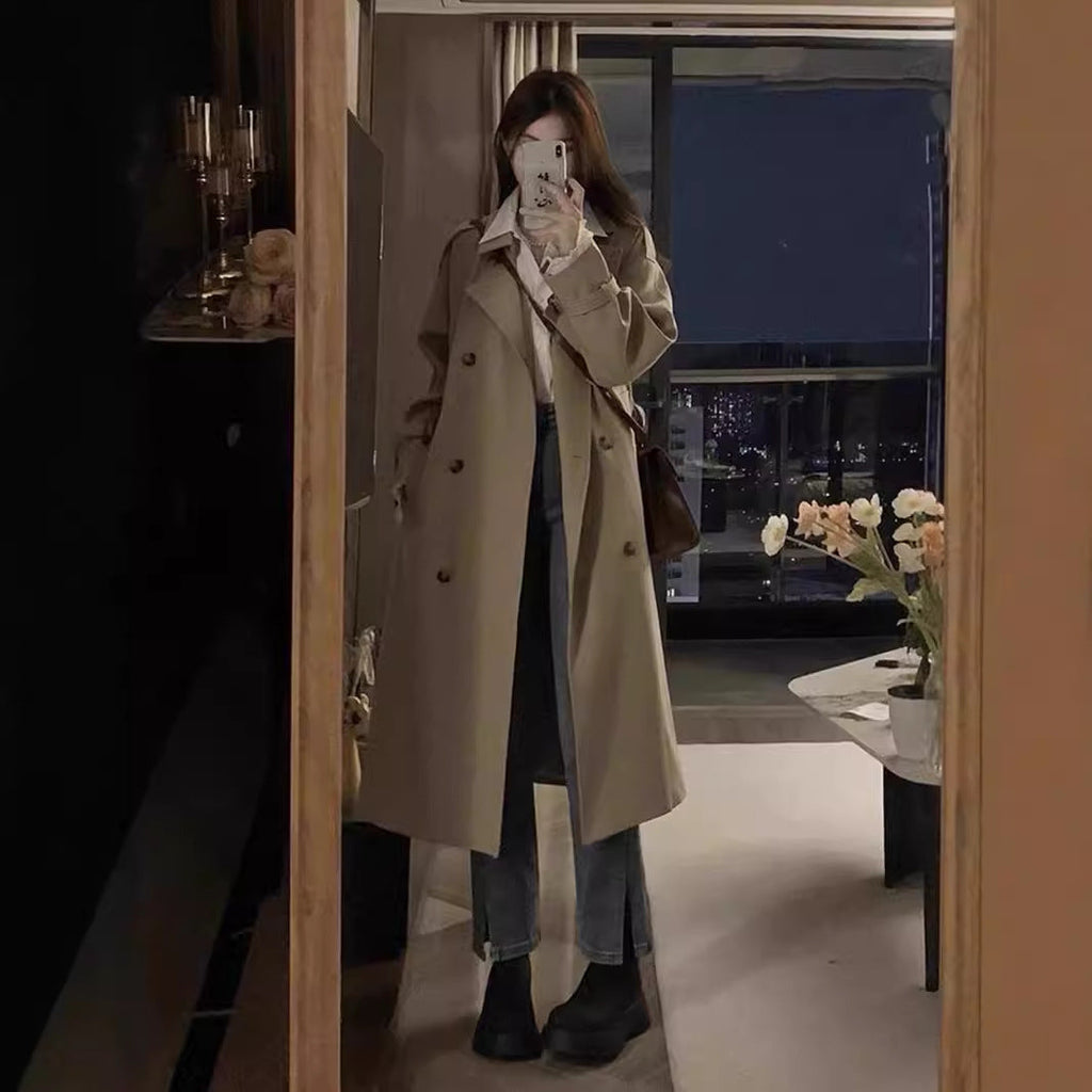 New Spring And Autumn British Style Mid-length Early Autumn Trench Coat For Women