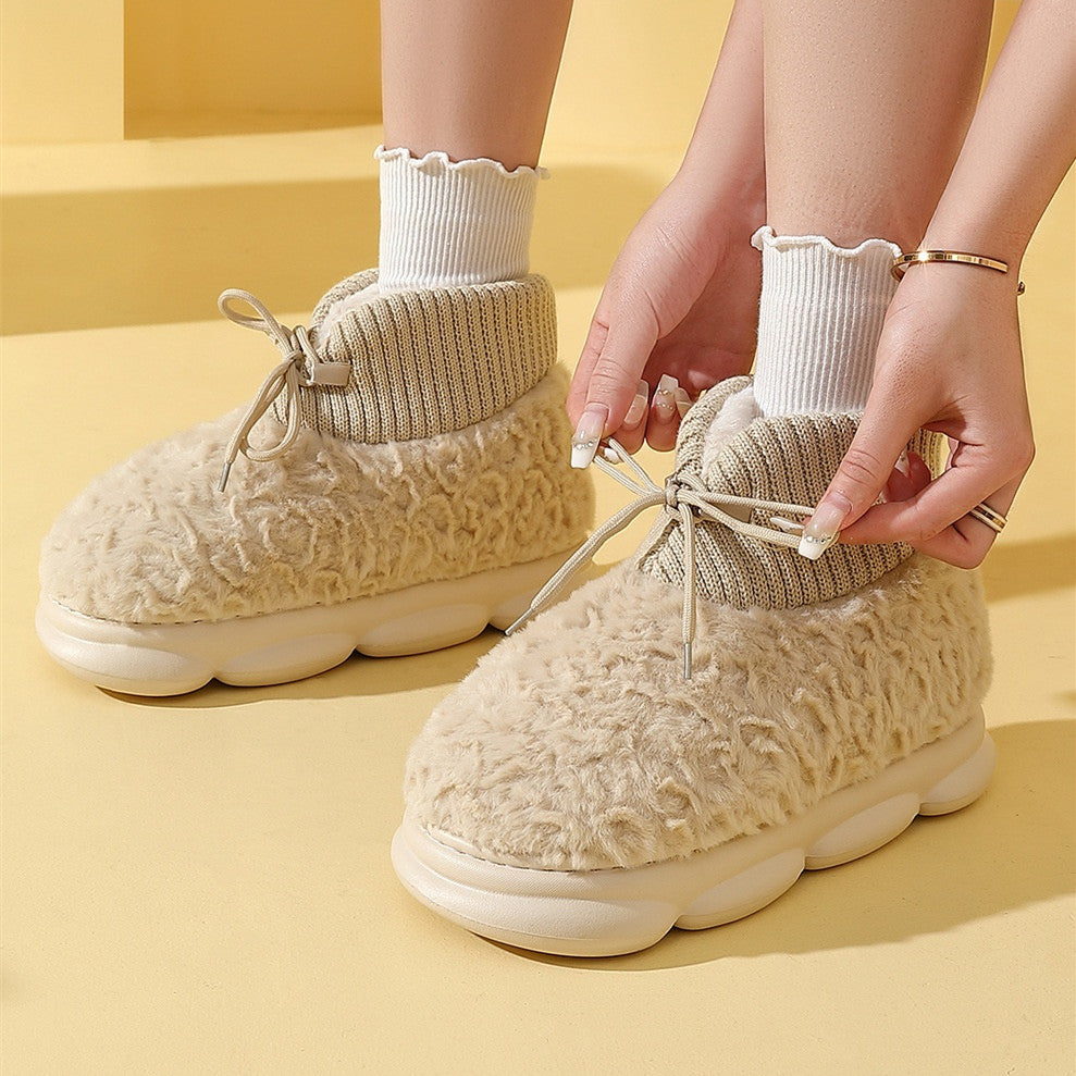 Snow Boots Outer Wear Plush Cotton-padded Shoes Poop Feeling Winter Home Non-slip