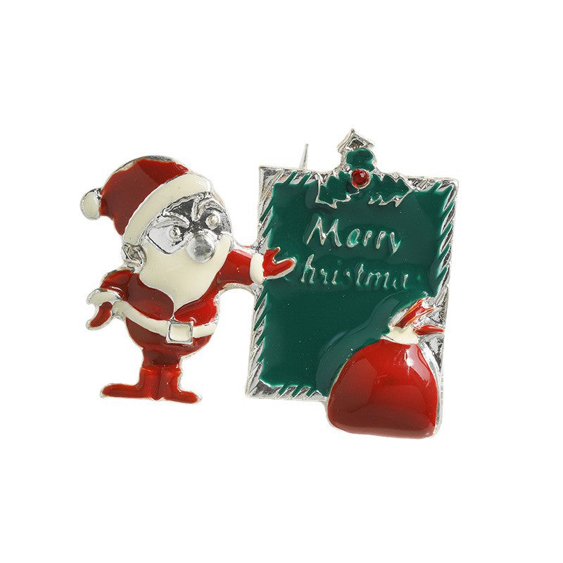 European And American Cross-Border Exquisite Enamel Christmas Series Brooches Christmas Flower Bells Reindeer Brooches Wholesale From Manufacturers