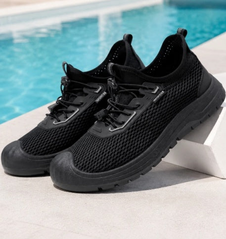 New Summer Men's Mesh Breathable Shoes, Slip-on Lazy Sneakers, Non-slip Soft Sole Outdoor Casual Footwear