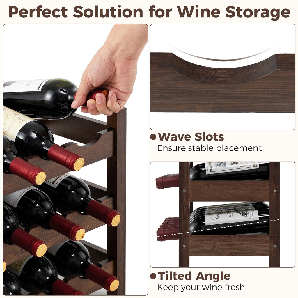 3-Tier Bamboo Freestanding Countertop Wine Bottle Organizer