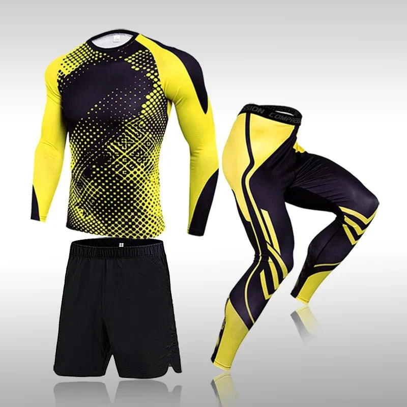 Men's 3-Piece Compression Workout Suit – Rashguard Set