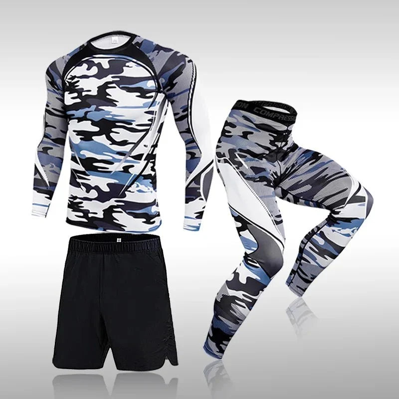 Men's 3-Piece Compression Workout Suit – Rashguard Set