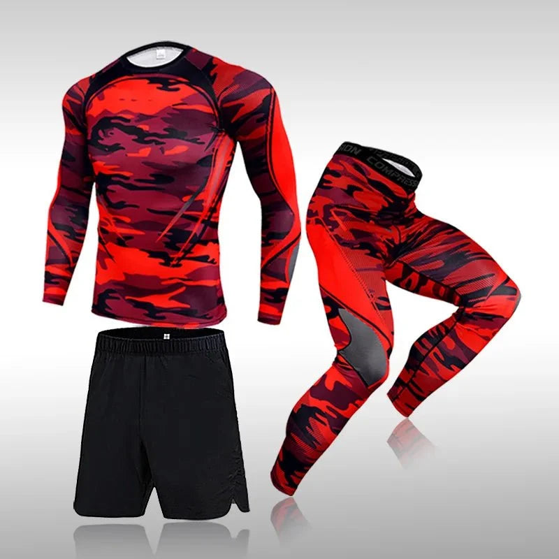 Men's 3-Piece Compression Workout Suit – Rashguard Set