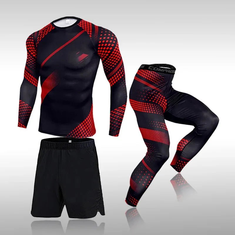 Men's 3-Piece Compression Workout Suit – Rashguard Set