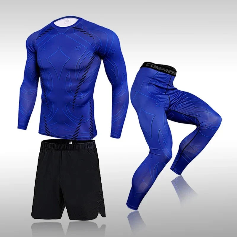 Men's 3-Piece Compression Workout Suit – Rashguard Set