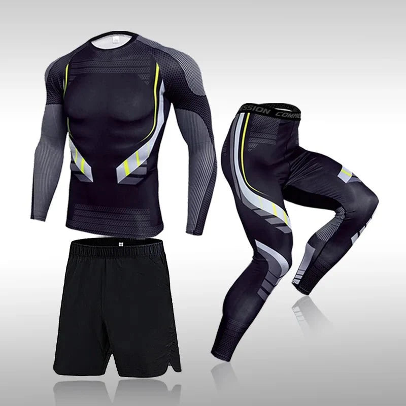 Men's 3-Piece Compression Workout Suit – Rashguard Set