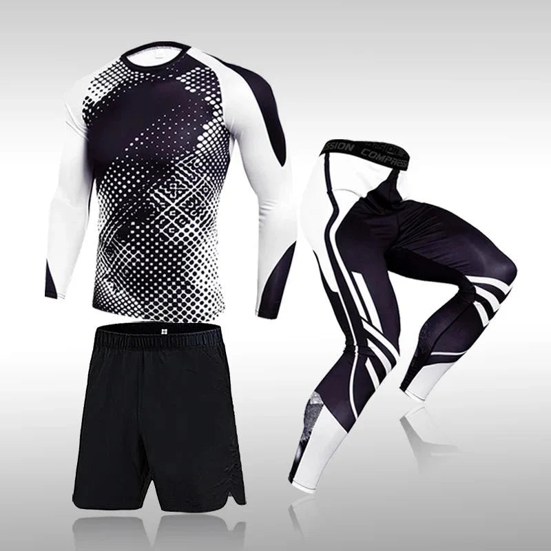 Men's 3-Piece Compression Workout Suit – Rashguard Set
