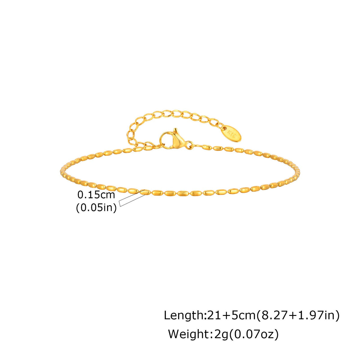 Stainless Steel Rugby Bead Chain Anklet For Women