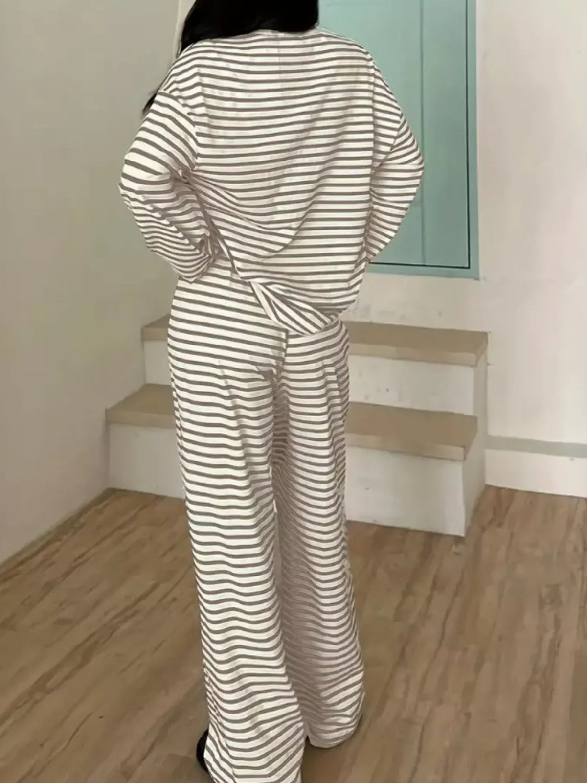 Striped Long Sleeve Top and Pants Set
