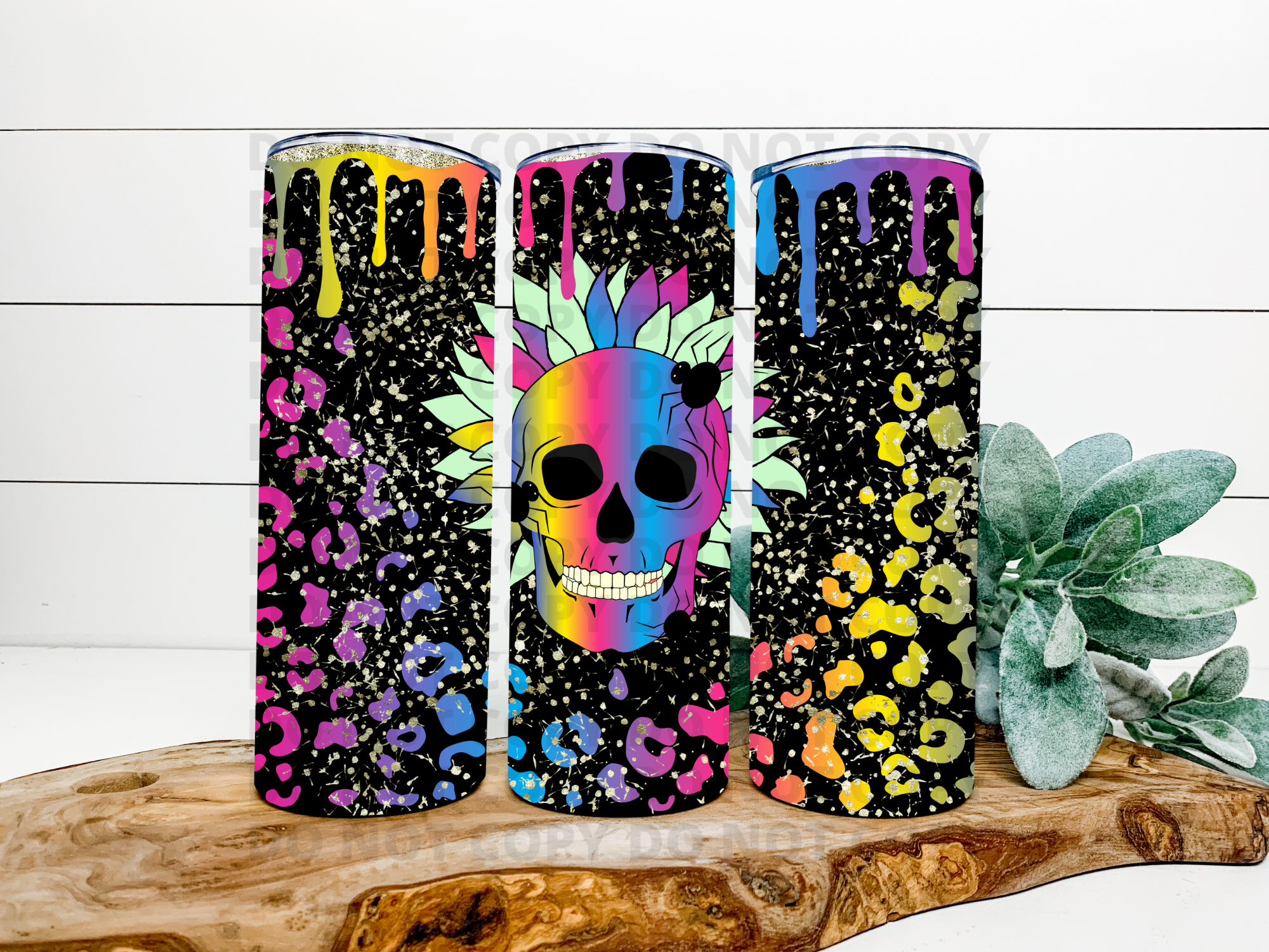Multi Color Leopard Skull Stainless Steel Tumbler