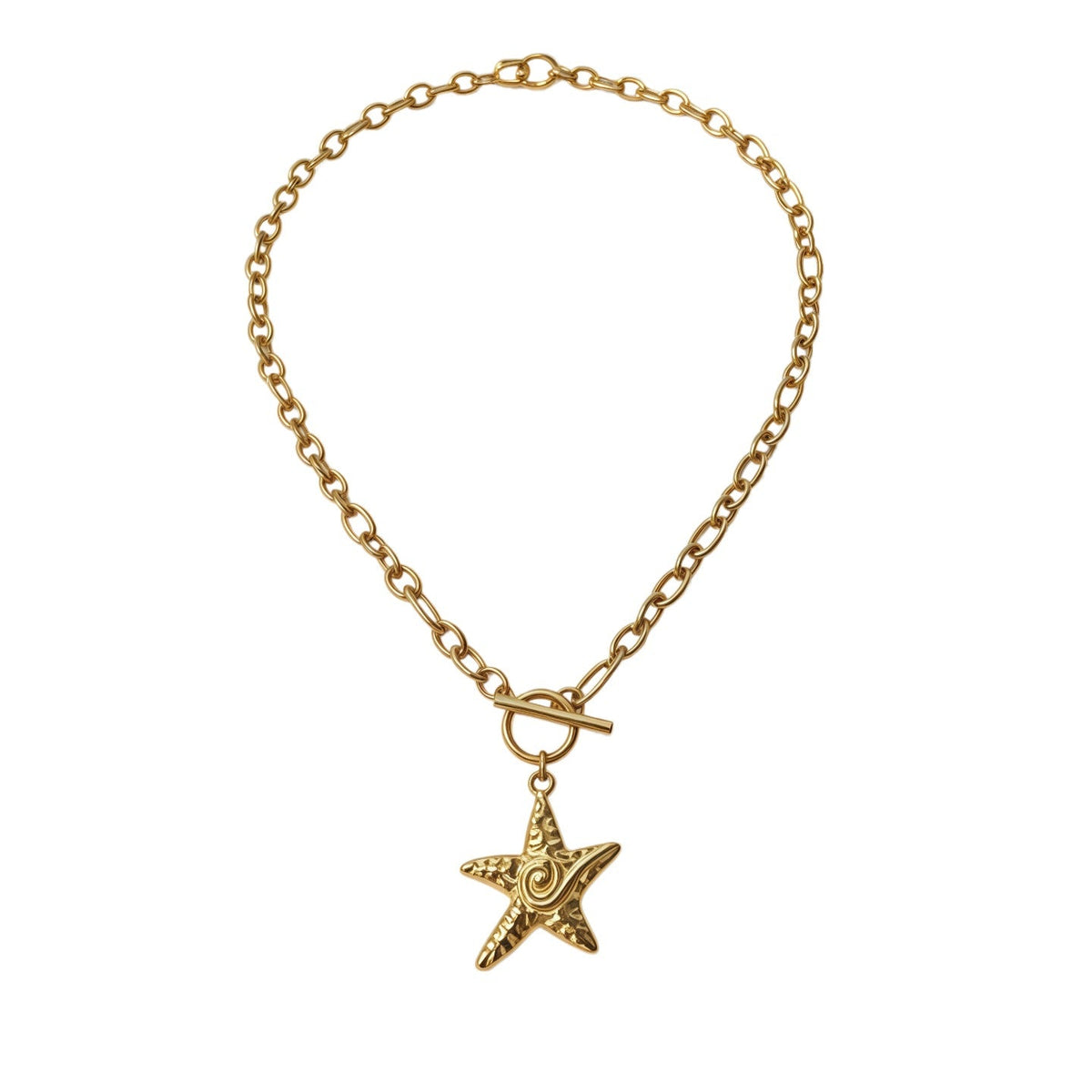 Gold Starfish Pendant Necklace Ocean Vacation Style Beach Clavicle Chain Women Neck Jewelry For Daily Dating Summer Party Occasions