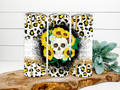 Sunflower Leopard Skull Stainless Steel Tumbler