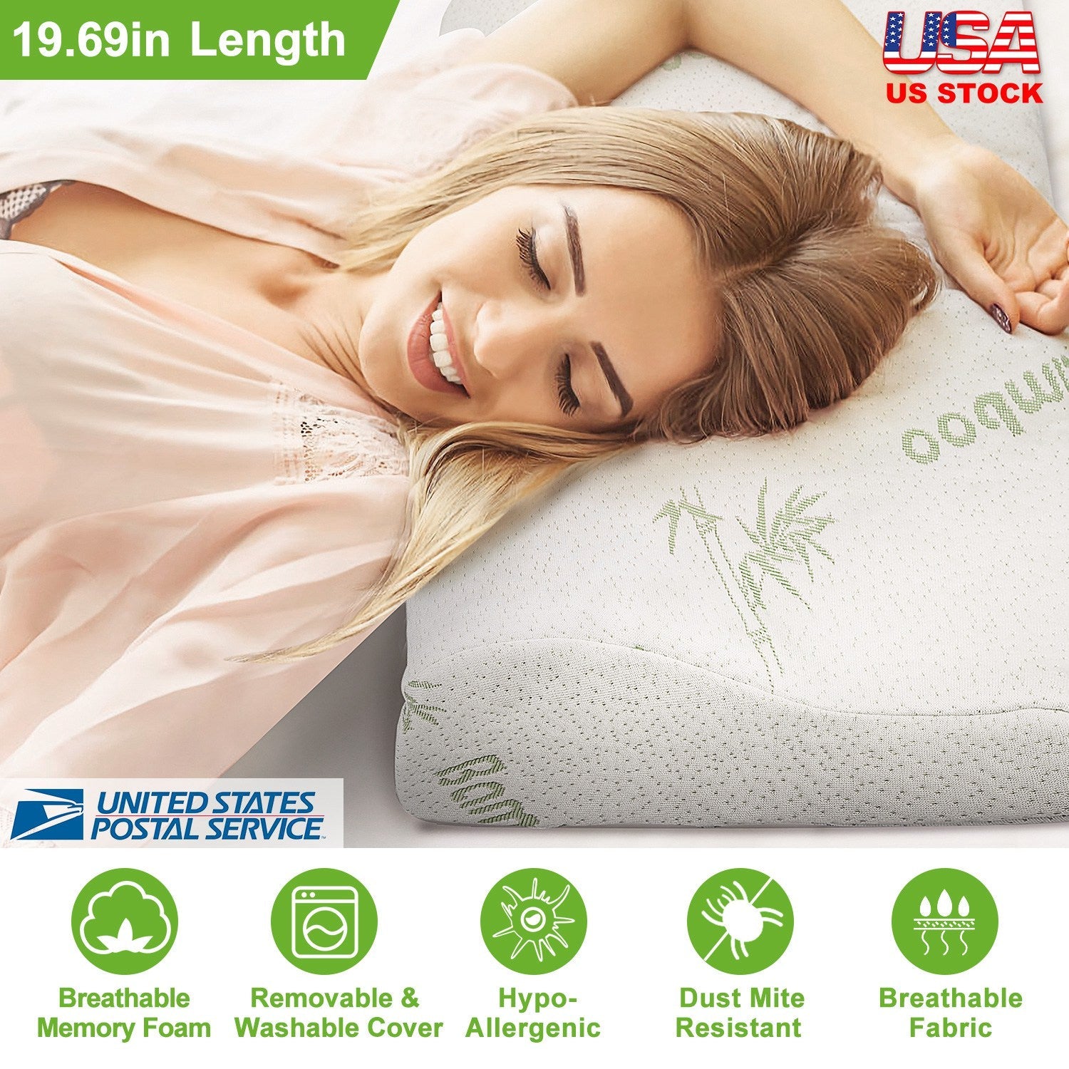 Bamboo Memory Foam Sleep Pillow with Cervical Support