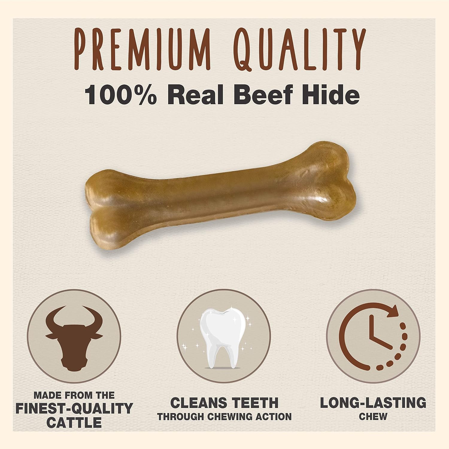 Cadet Pressed Rawhide Bones 6.5" Dog Chews Long Lasting Beef Hide 12 Pack