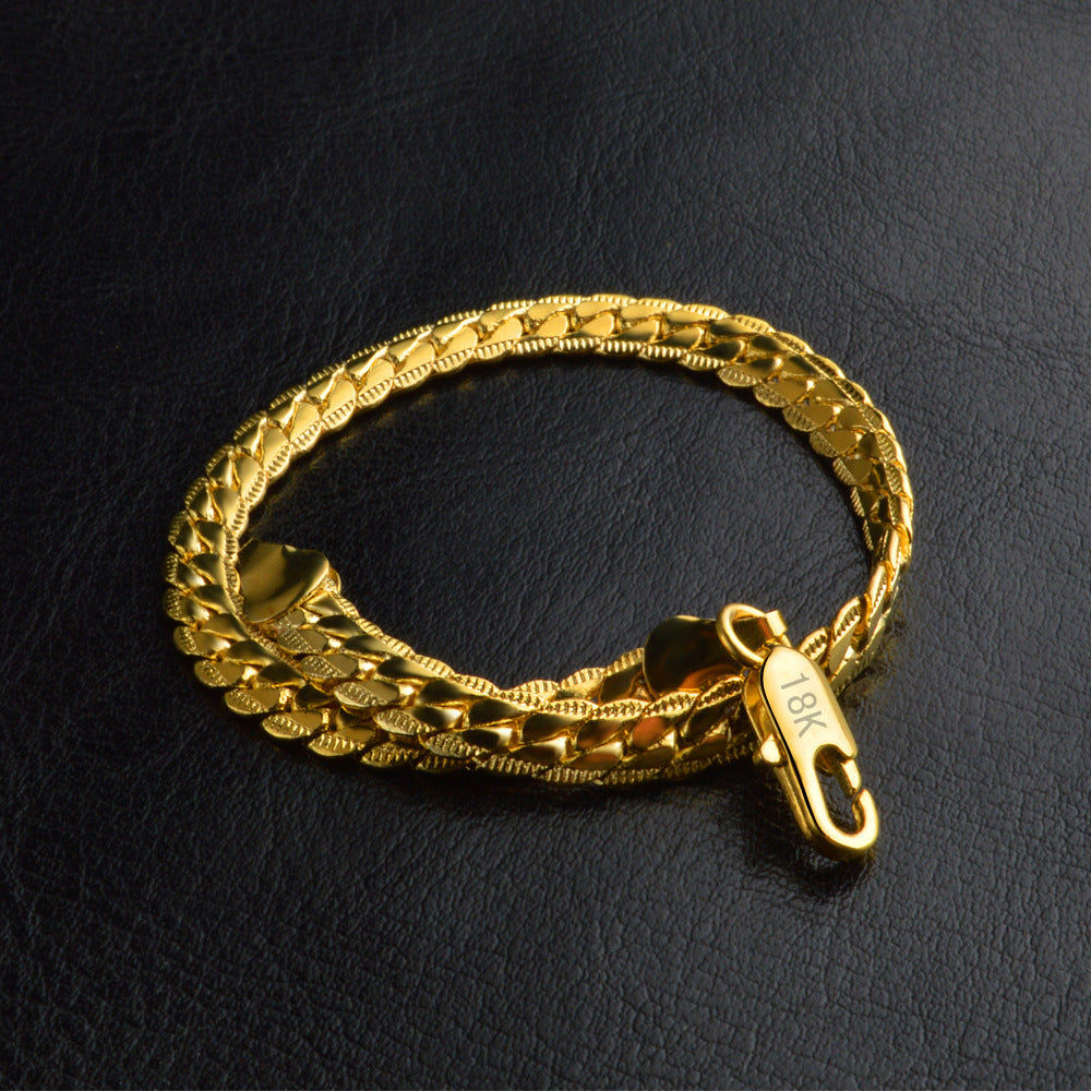 k gold color full side shrimp clasp bracelet