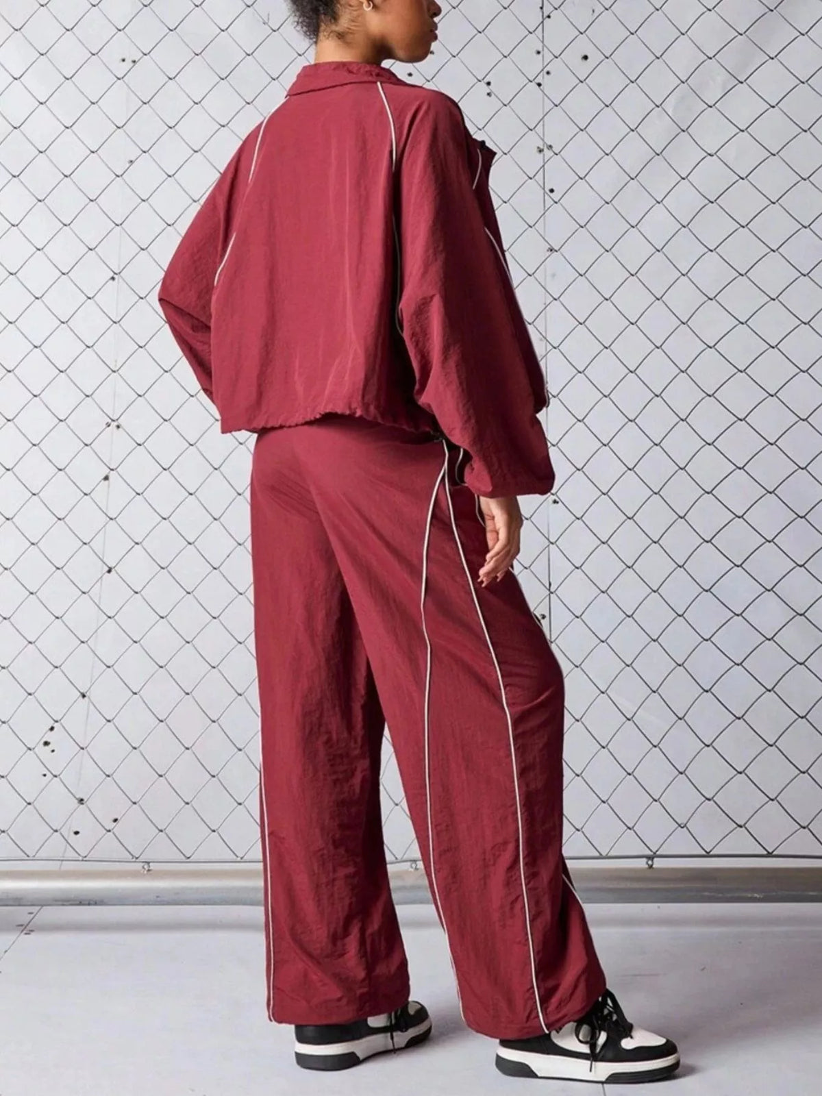 Crop Jacket and Wide-Leg Pants Set