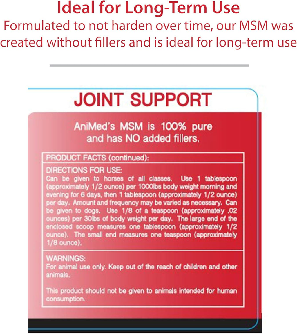 AniMed Pure MSM Horse Joint Supplement Horse Care Support USA Made 5lb.
