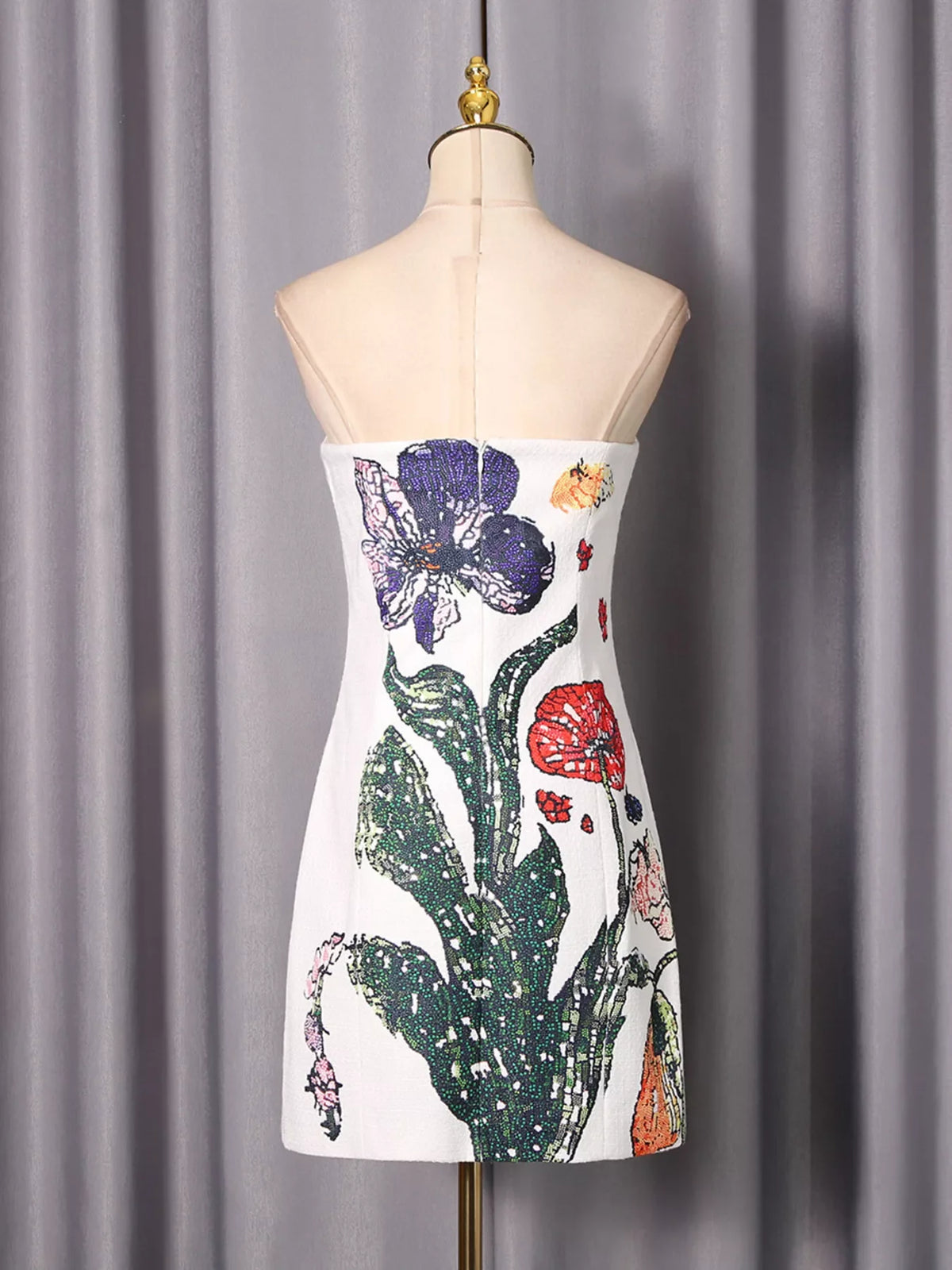 Strapless Floral Mini Dress