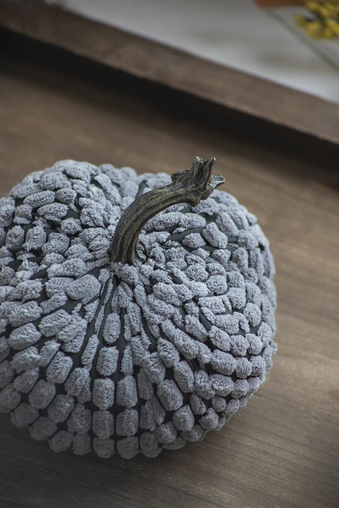 Chenille Weighted Pumpkin - Gray, Set of 3