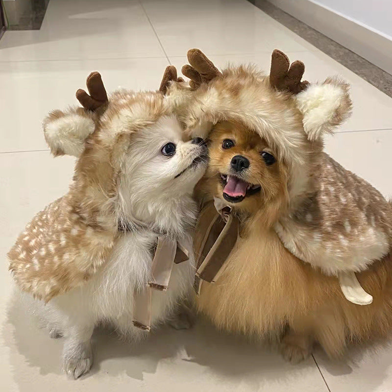 Christmas Pet Clothing Elk Cape Cloak