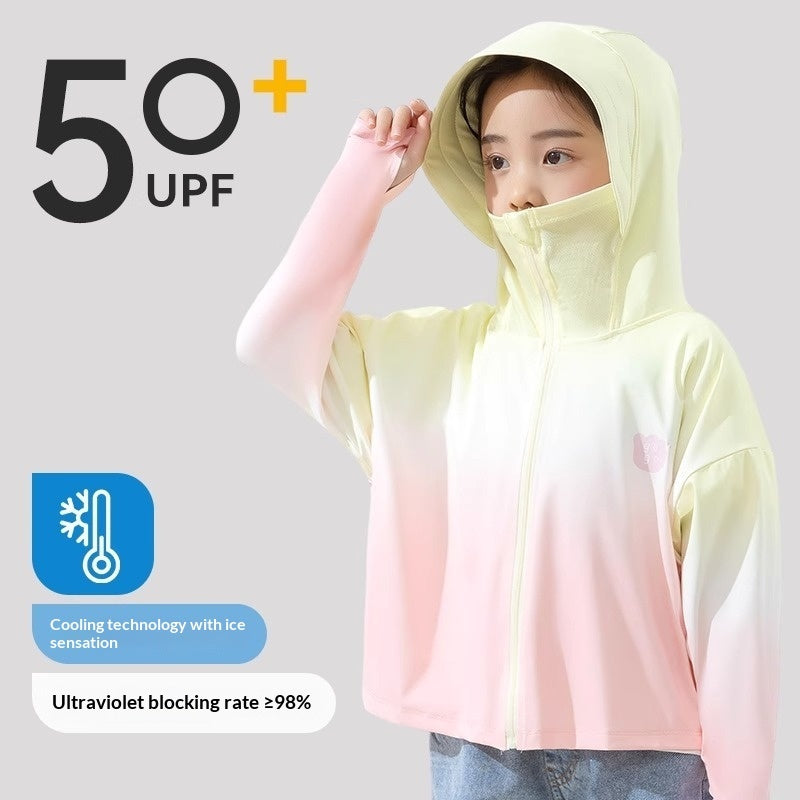 Kids Gradient Summer Ice-Silk Cooling Jacket Sun-Protection Clothing