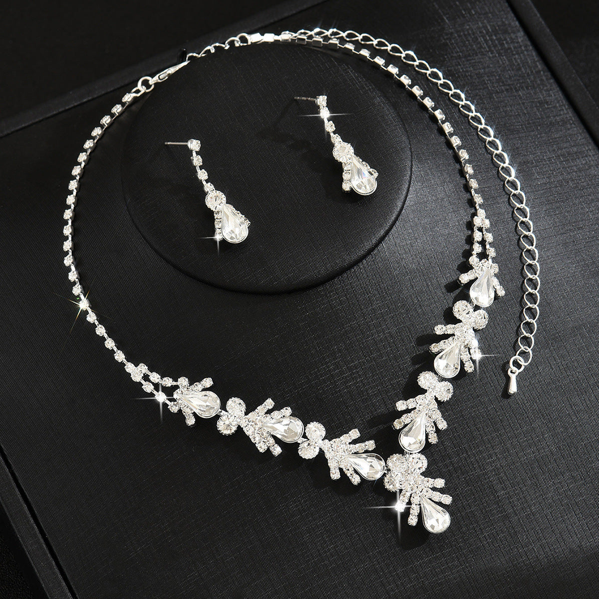 Environmentally Friendly New Cross-Border Jewelry Set, Fashionable Zircon Necklace And Earrings Set, Bridal Wedding Dress Accessories For Women