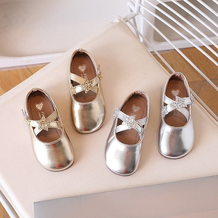 2026 Spring & Autumn New Kids Leather Shoes, Star Dance Shoes, Baby Girl Princess Shoes, Girls Casual Dress Shoes
