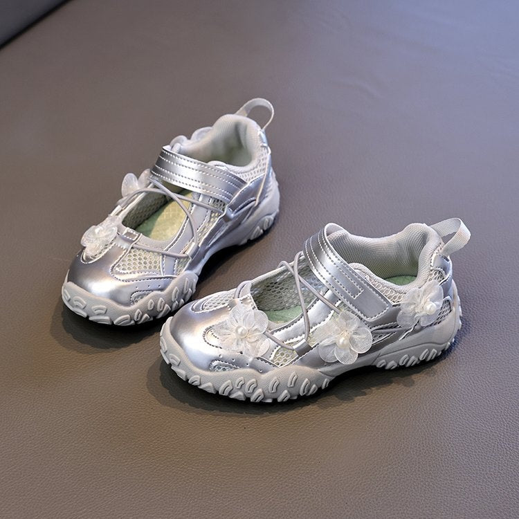 2026 Summer New Kids Sports Sandals, Hollow Mesh Flower Casual Shoes, Breathable Shallow Mouth Girls Shoes For Little Girls