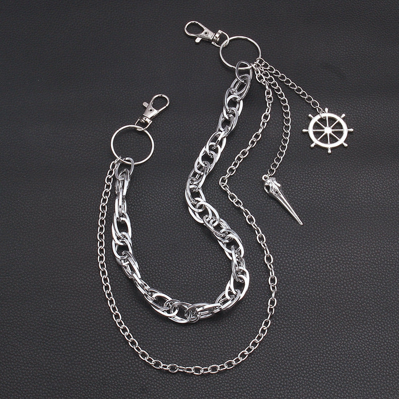 Halloween Gothic Dark Pointed-Toe Pants Chain