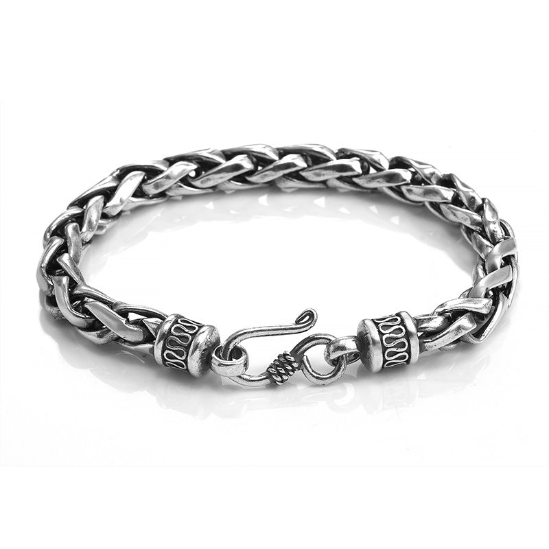 Mens Dragon-Shape Vintage Thai Silver Bracelet