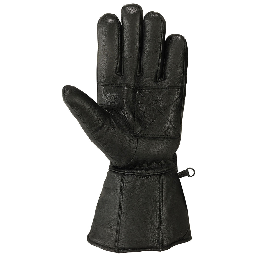 Mens Motorbike Gloves Cold Weather Motorcycle Riding Genuine Leather Black Glove-Black-S