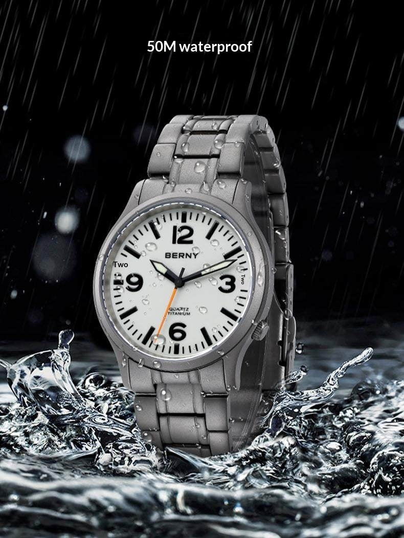 Bernie Mens Waterproof Highly Luminous Titanium Alloy Quartz Watch