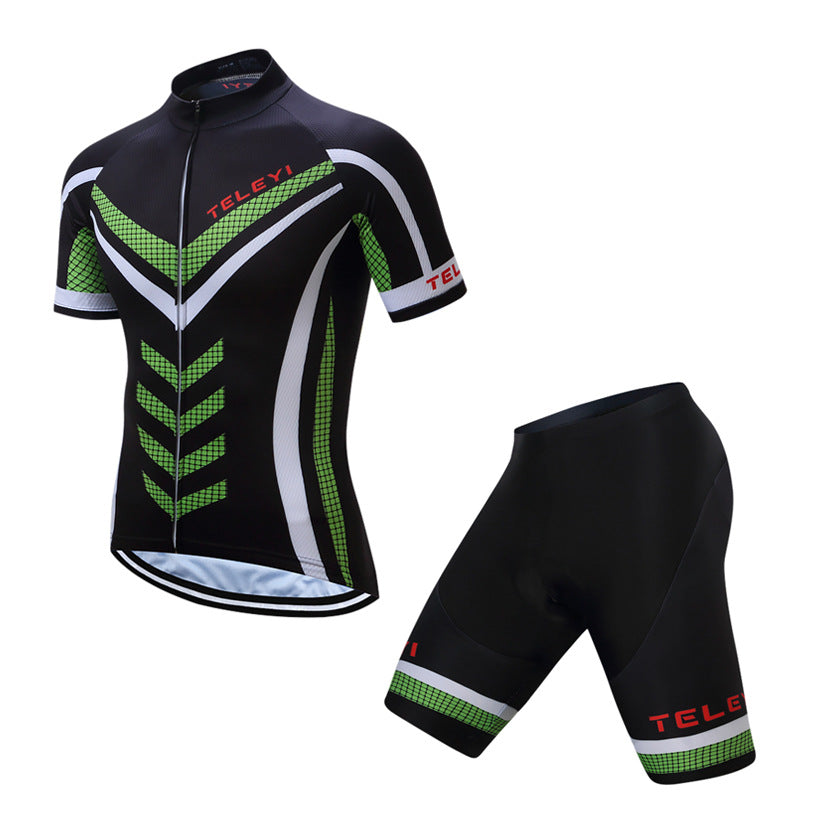 TELEYI black and green short-sleeved jersey