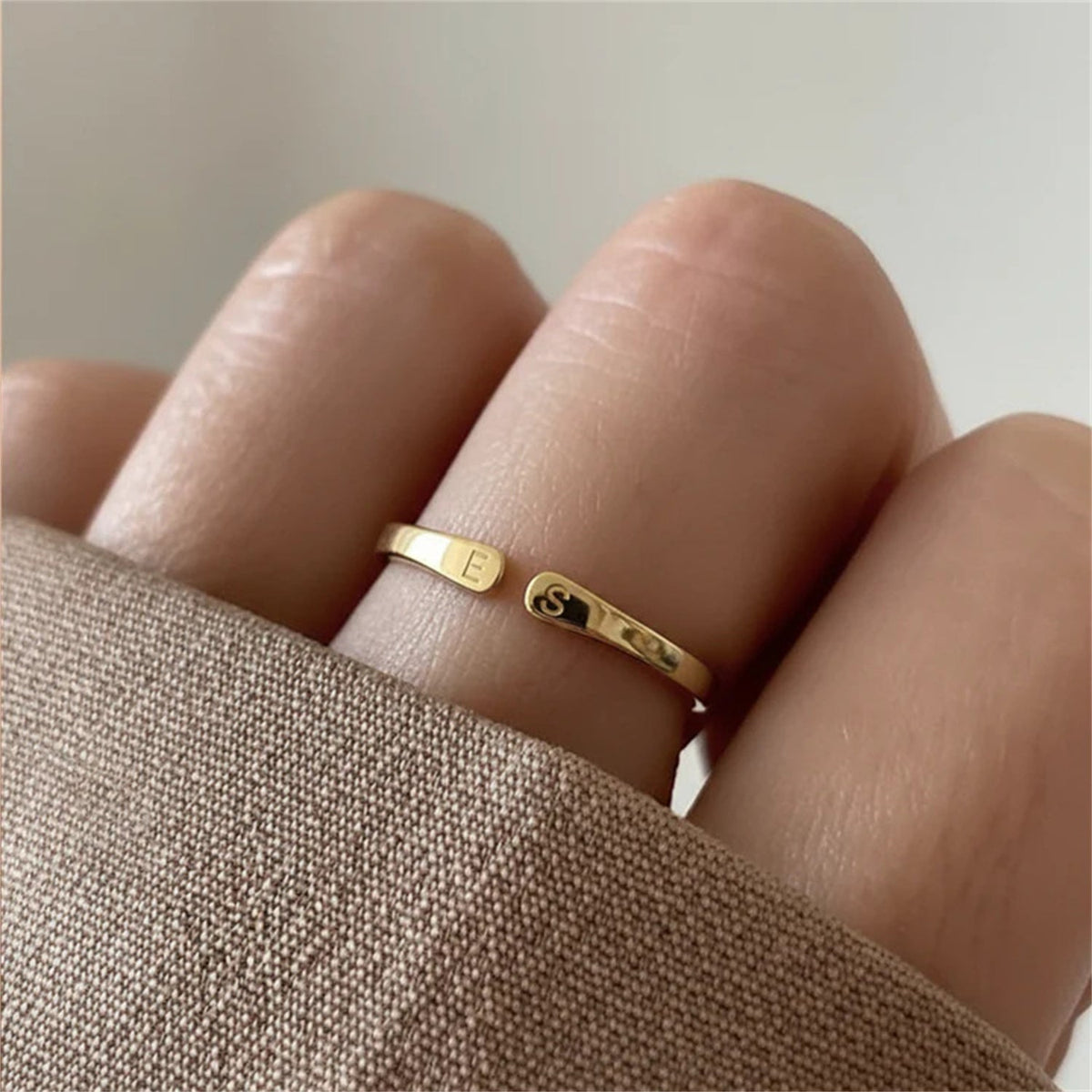 Adjustable Engraved Stainless Steel Ring