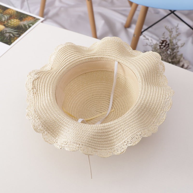 Girl Cherry Straw Hat Bag Set Princess Hat Beach Hat Sun Hat