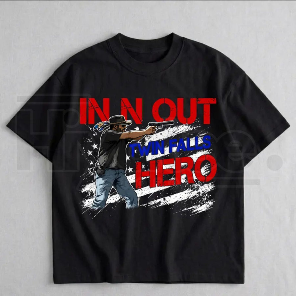 In N Out Twin Falls Hero Graphic Shirt – Gift for Fast Food Fans