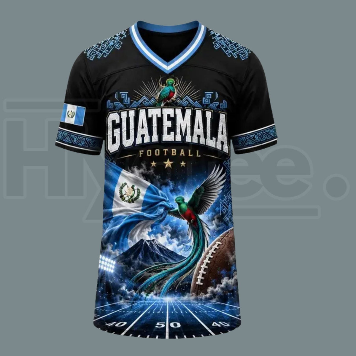 Guatemala National Team Hybrid Mesh Soccer Jersey – V-Neck Professional Sports Wear