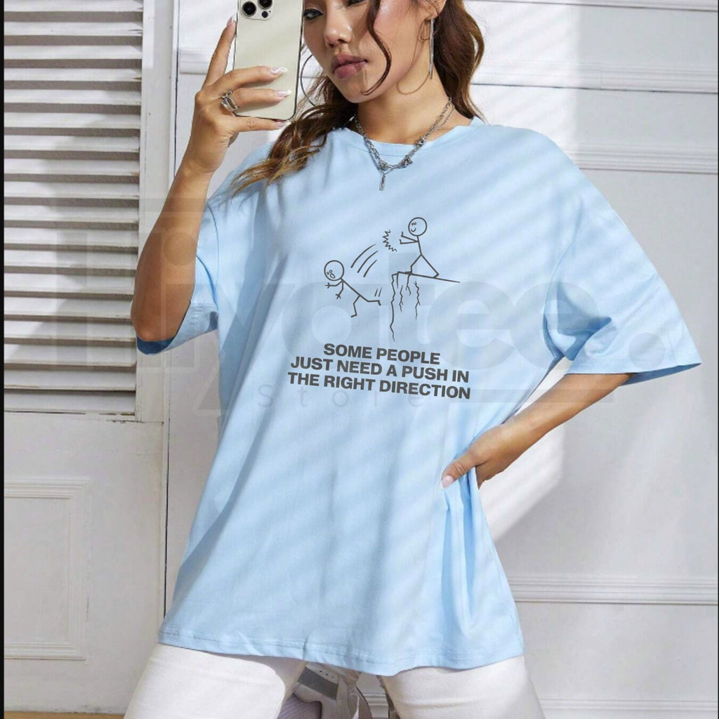 "Some People Just Need A Push" – Funny Sarcastic Quote Black Crew Neck