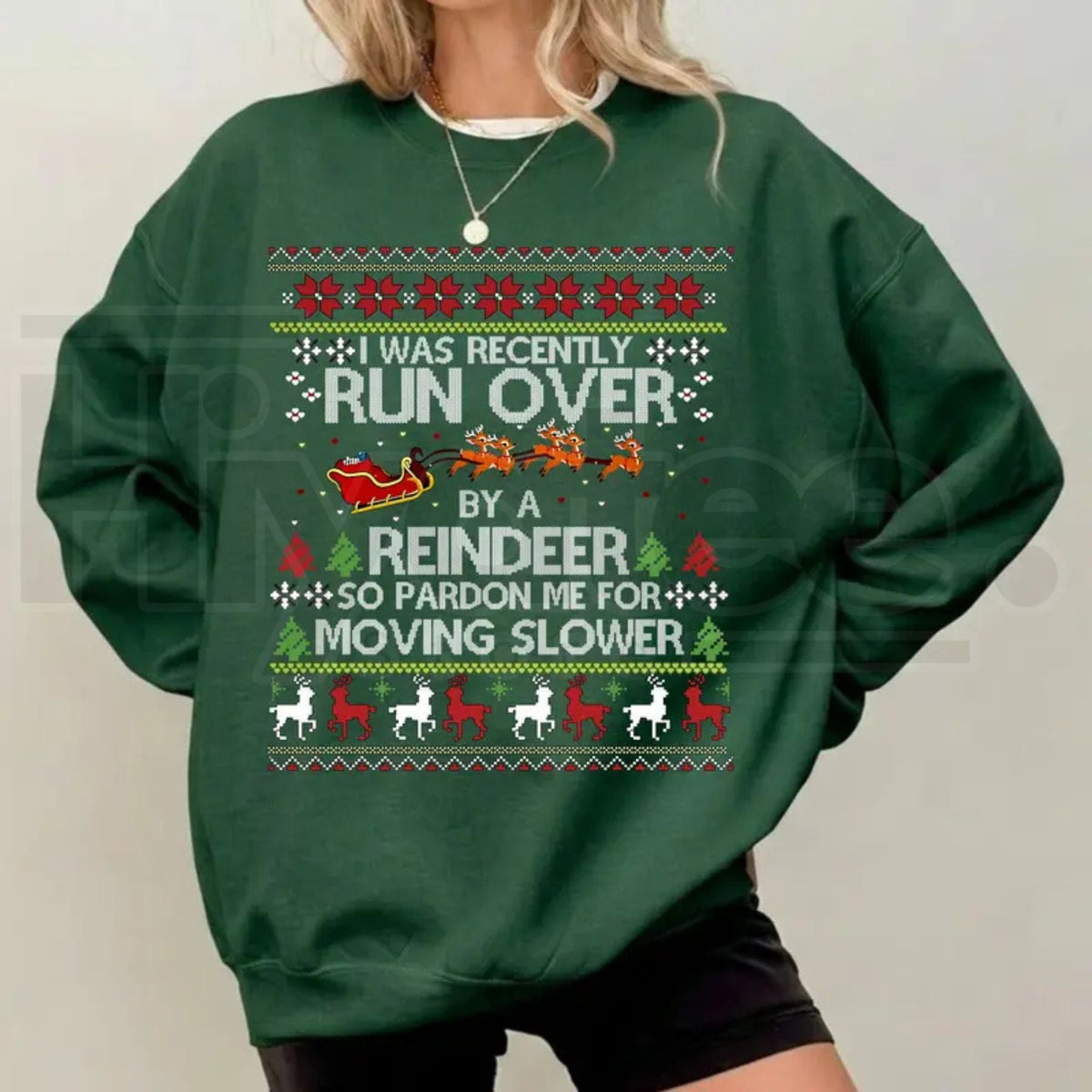 Most Likely To Get Run Over By A Reindeer Sweatshirt, Funny Christmas Holiday Graphic Pullover