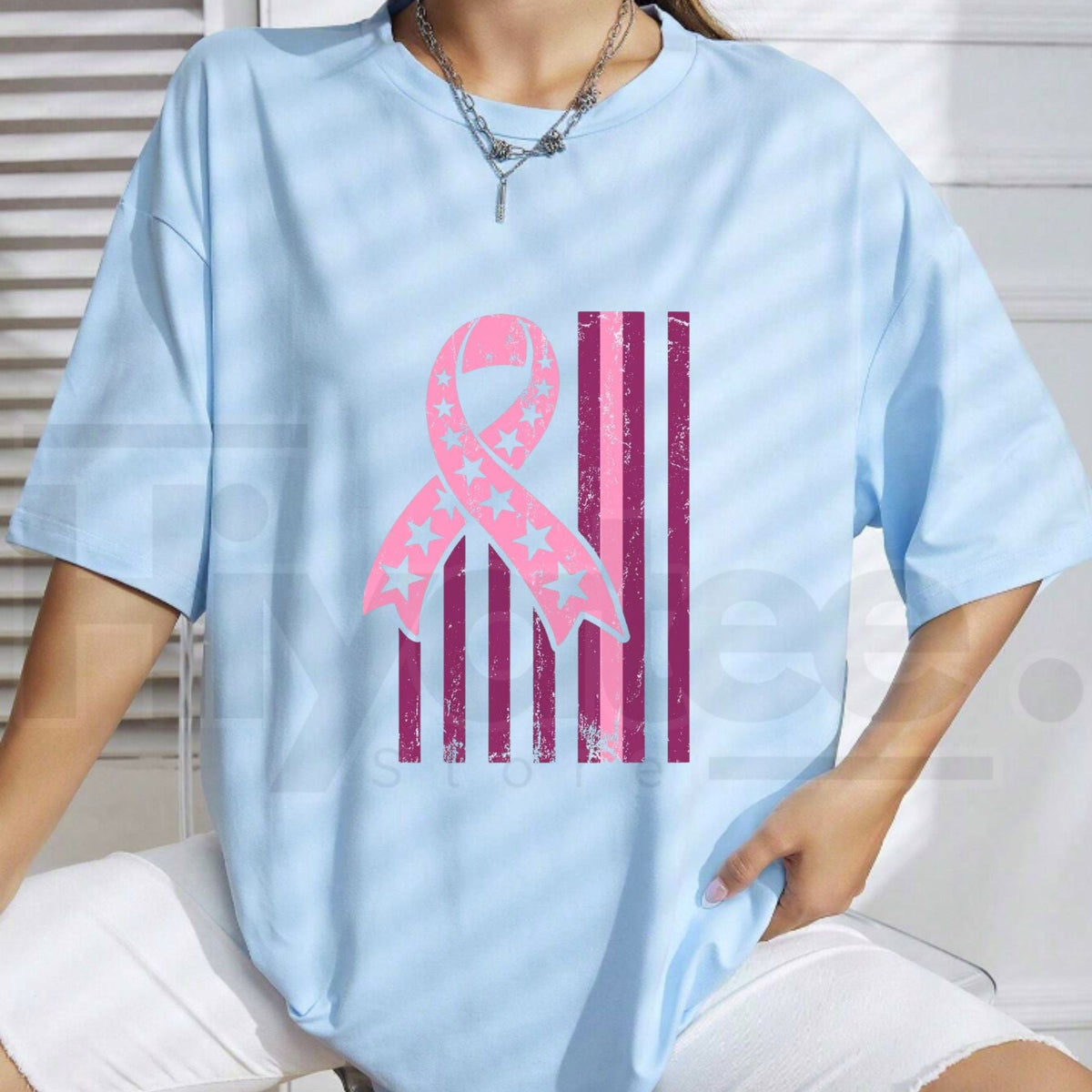 Breast Cancer Flag T-Shirt – Patriotic Pink Ribbon American Flag Tee