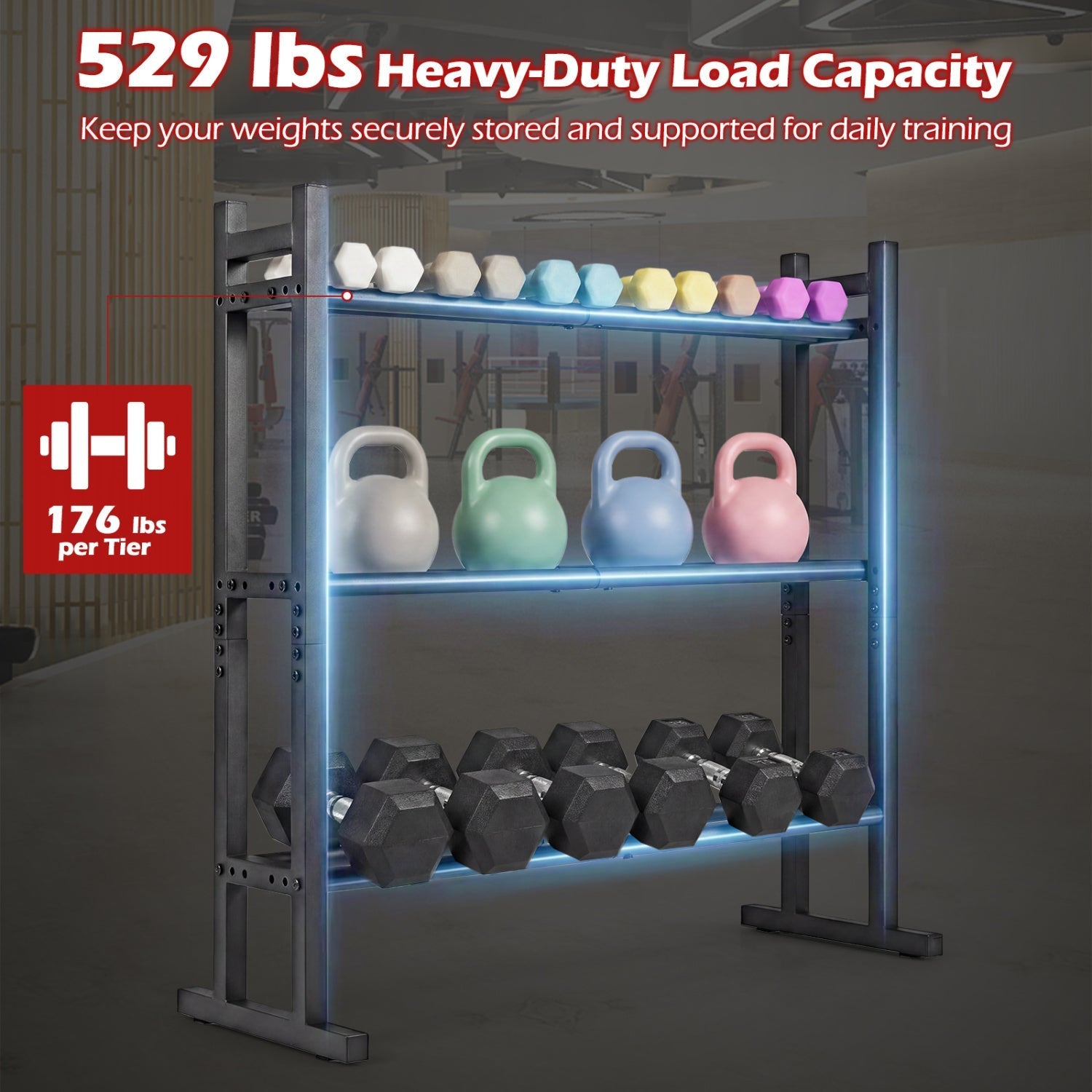 3-Tier Dumbbell Rack with 529 LB Capacity