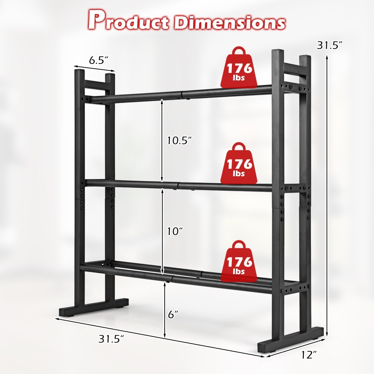 3-Tier Dumbbell Rack with 529 LB Capacity